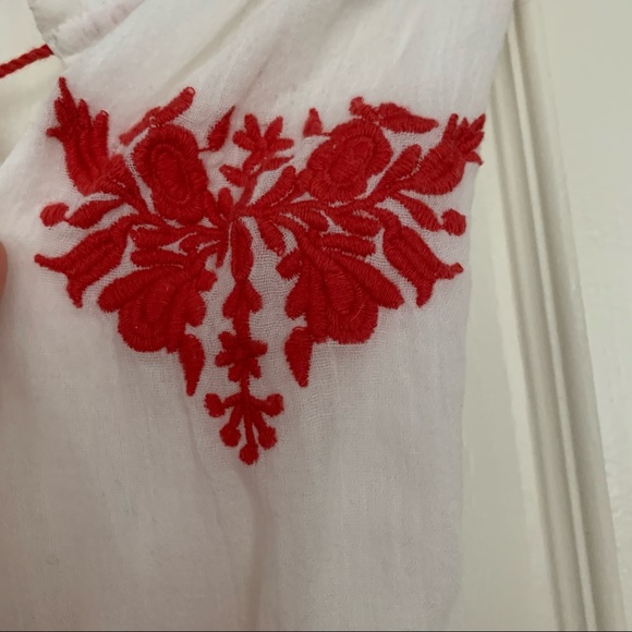 Red and white boho off shoulder ralph lauren peasant top - Picture 3 of 6